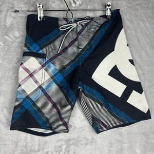 DC Shoes Plaid Board Shorts Kids Swim Trunks Drawstring size 8‎